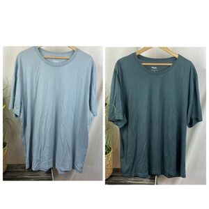 Perk SET of 2 Blue 100% Pima Cotton Short Sleeve Crew Neck Tee T Shirts 2XL